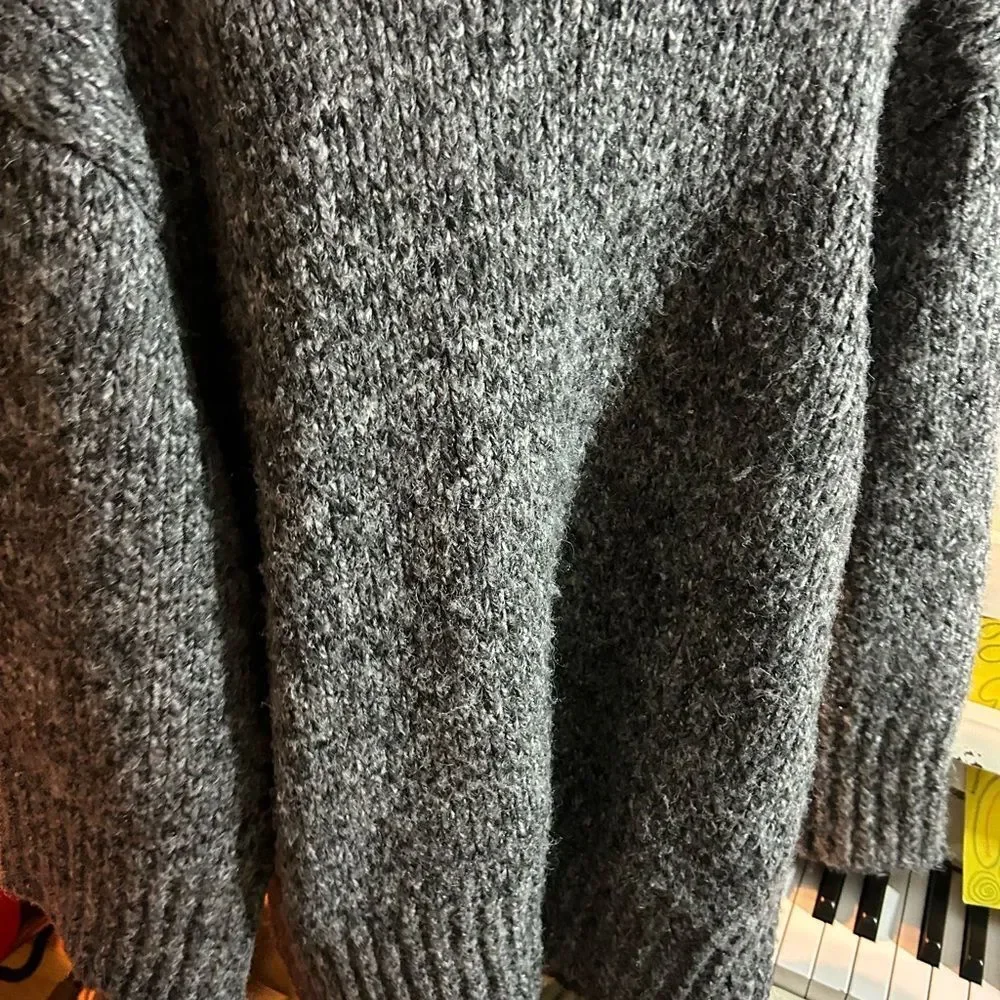 Zara Charcoal Gray Chunky Turtleneck Sweater - Picture 8 of 16